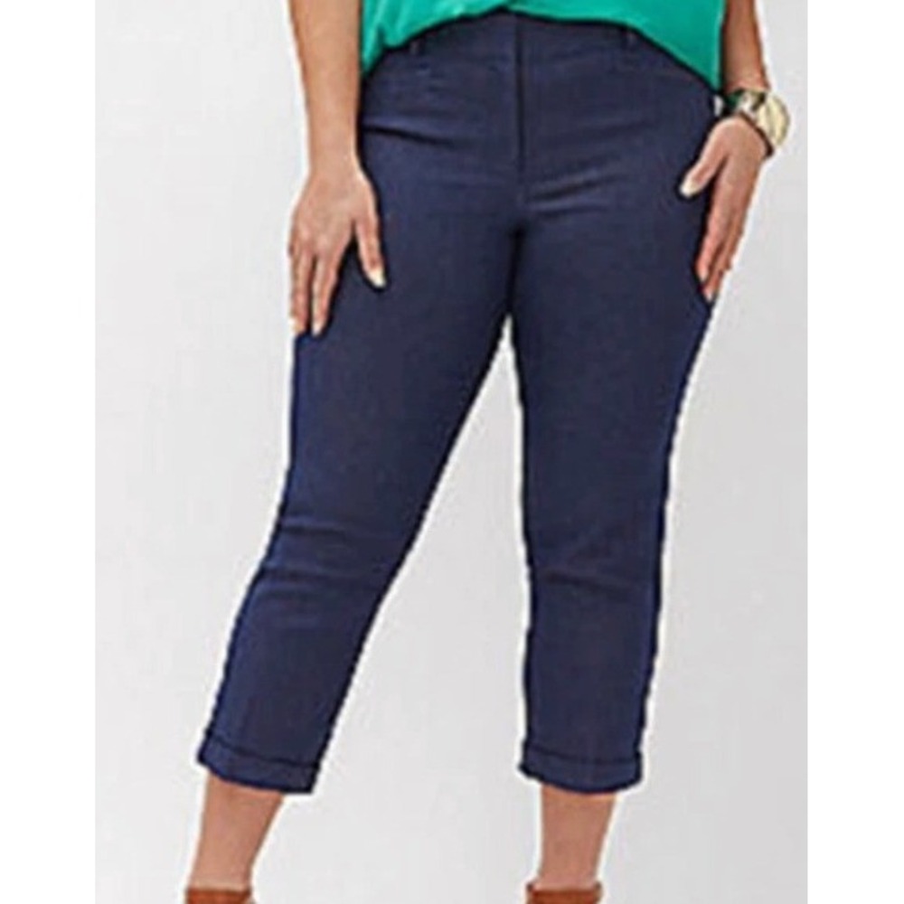 Lane Bryant The Ashley Dark Wash Indigo Crop Pants Plus Size 22 EUC